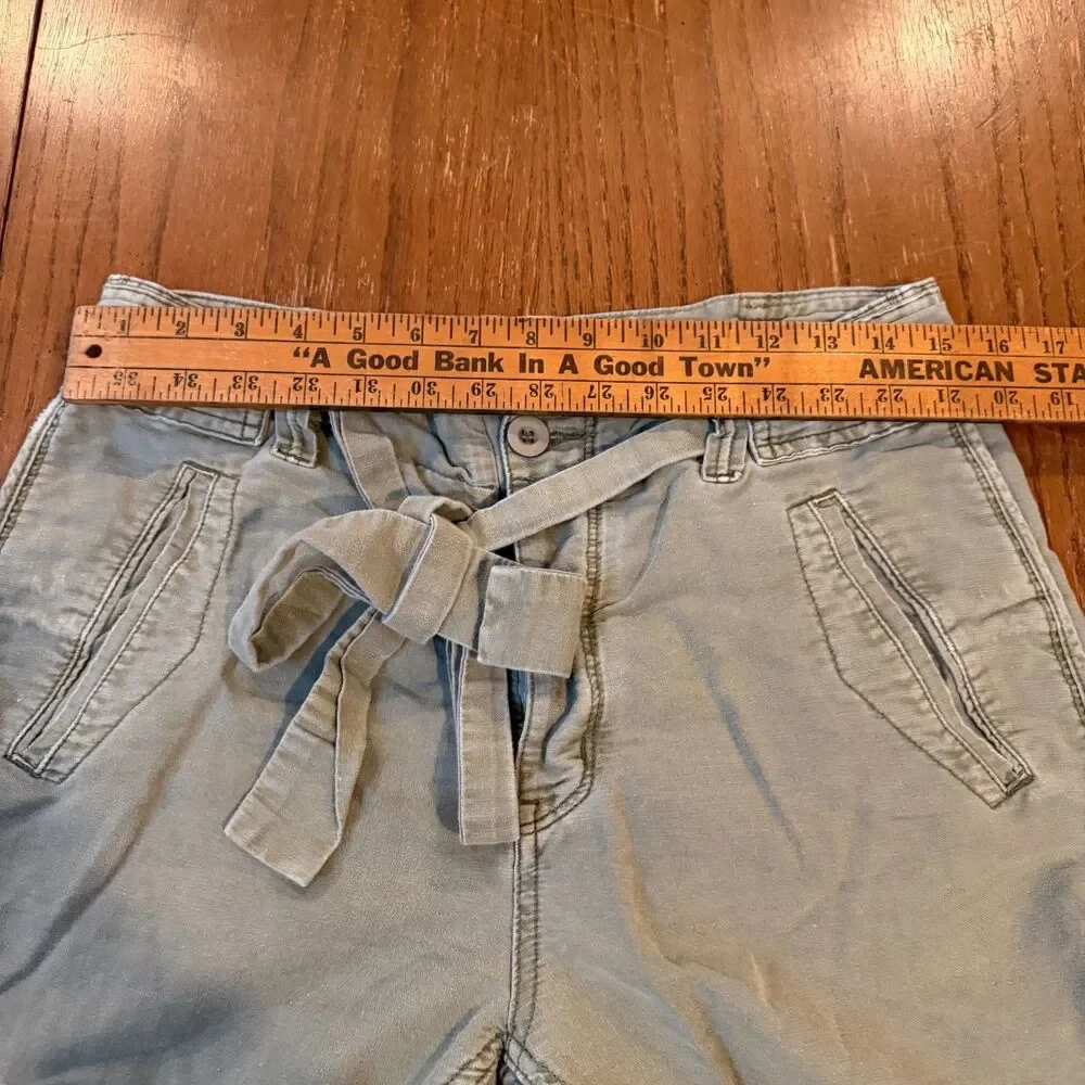 Free People Womens Olive Green Pants Tie Waist Tapered Utility Boho Casual 6